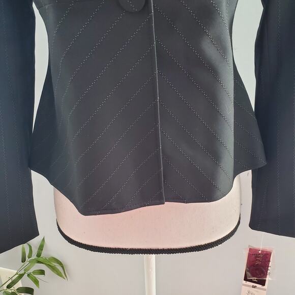 Anne Klein Black Striped Pantsuit 0P - Picture 11 of 15